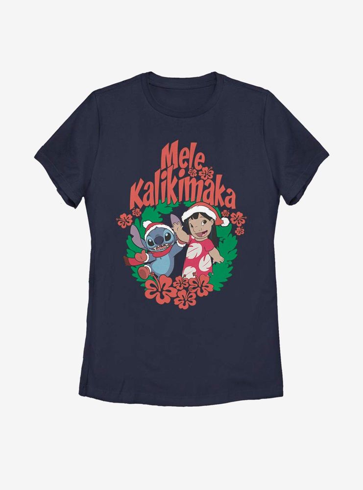 Disney Lilo And Stitch Mele Kalikimaka Womens T-Shirt