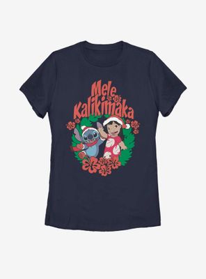 Disney Lilo And Stitch Mele Kalikimaka Womens T-Shirt