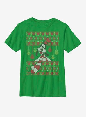 Disney Goofy Ornament Christmas Pattern Youth T-Shirt