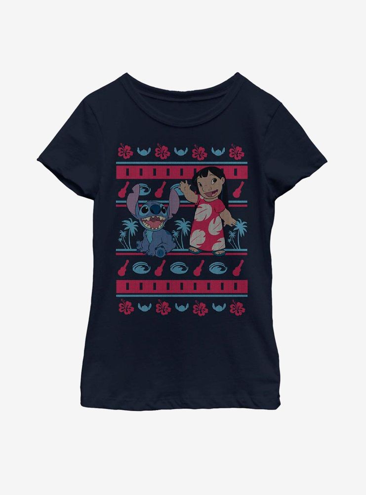 Disney Lilo And Stitch Hawaiian Pattern Youth Girls T-Shirt