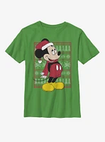 Disney Mickey Mouse Ugly Christmas Pattern Youth T-Shirt