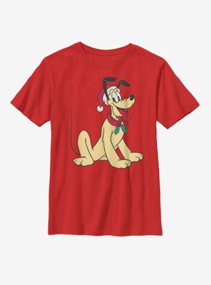Disney Mickey Mouse Pluto Santa Hat Youth T-Shirt
