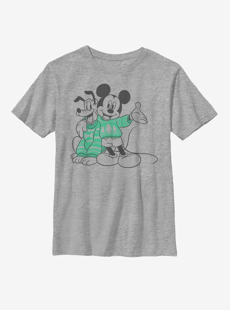 Disney Mickey Mouse Christmas Pattern Pals Youth T-Shirt