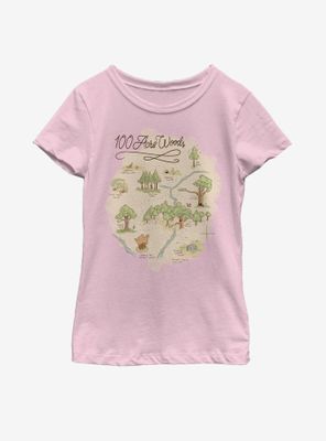 Disney Winnie The Pooh 100 Acre Woods Map Youth Girls T-Shirt