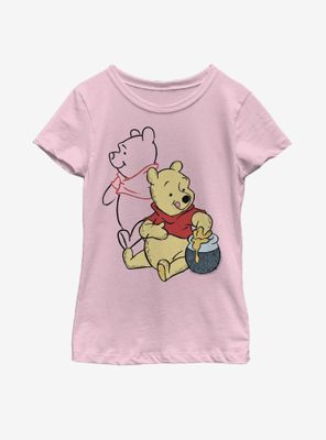 Disney Winnie The Pooh Line Art Youth Girls T-Shirt