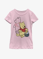 Disney Winnie The Pooh Line Art Youth Girls T-Shirt