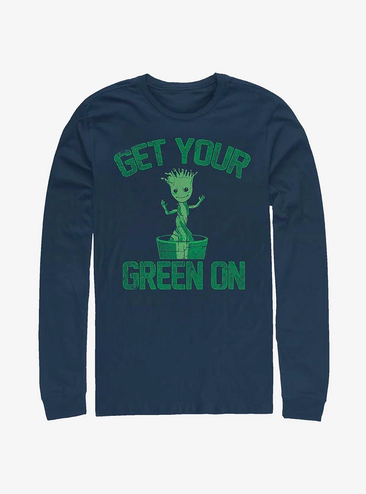 Marvel Guardians Of The Galaxy Groot Green Long-Sleeve T-Shirt