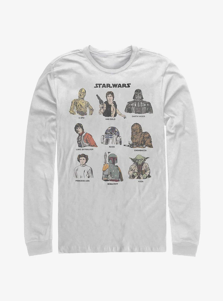 Star Wars Retro Long-Sleeve Character Cast T-Shirt