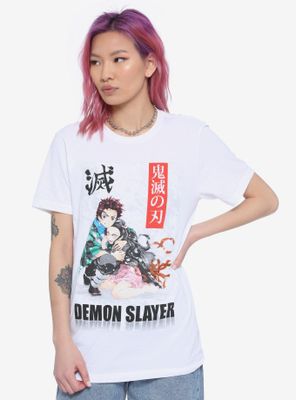 Demon Slayer Tanjiro & Nezuko Boyfriend Fit Girls T-Shirt