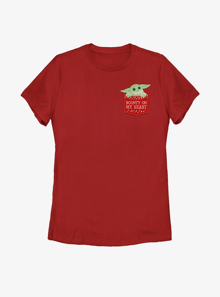 Star Wars The Mandalorian Child Bounty On My Heart Faux Pocket Womens T-Shirt