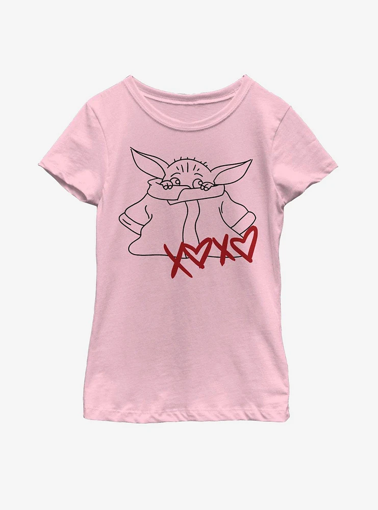 Star Wars The Mandalorian Child XOXO Hearts Youth Girls T-Shirt