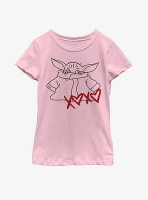 Star Wars The Mandalorian Child XOXO Hearts Youth Girls T-Shirt