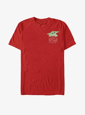 Star Wars The Mandalorian Child Bounty On My Heart Faux Pocket T-Shirt