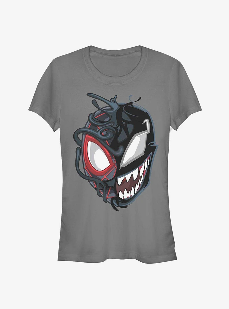 Marvel Spider-Man Venomized Miles Morales Mask Takeover Girls T-Shirt