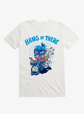 Hang There! Bicycle Cat White T-Shirt