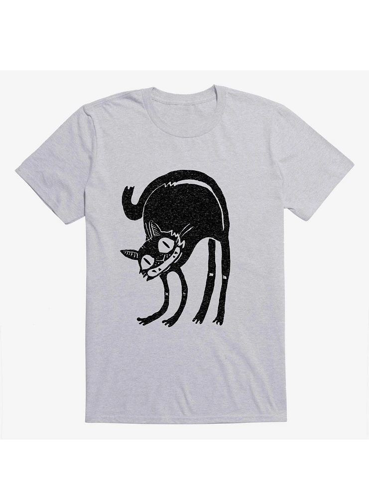 Frightened Black Cat Sport Grey T-Shirt