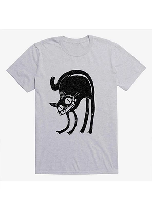 Frightened Black Cat Sport Grey T-Shirt