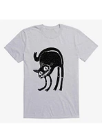 Frightened Black Cat Sport Grey T-Shirt