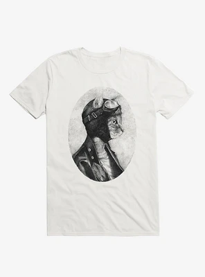 Brave Cat Pilot White T-Shirt