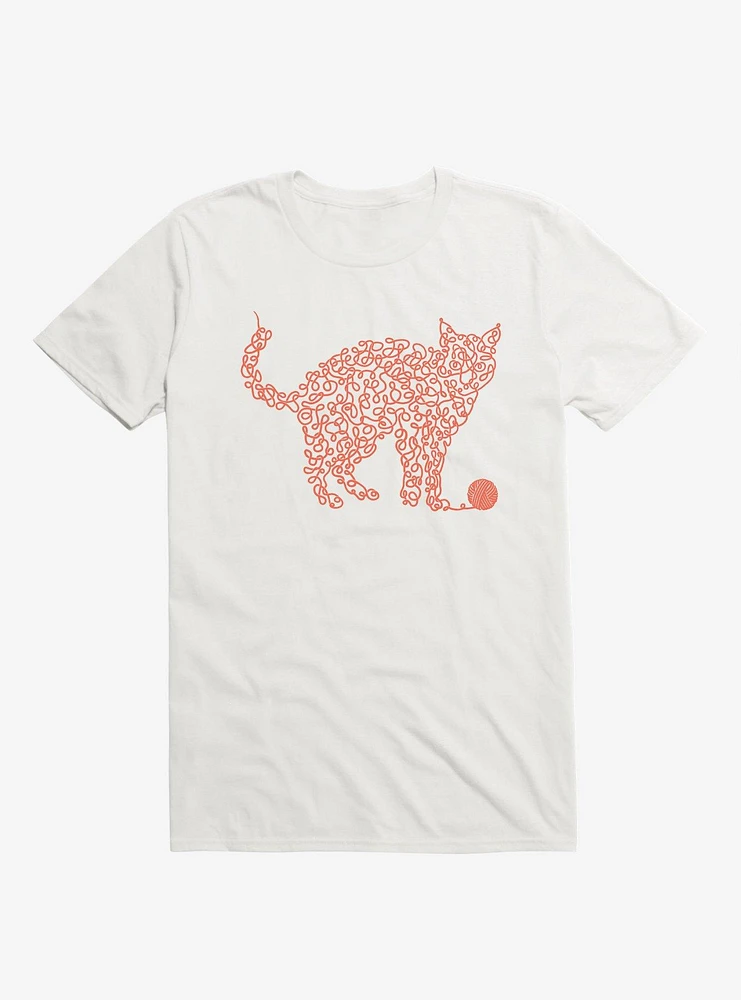 Intricat Yarn Cat White T-Shirt