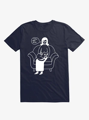 Cats Are Nice Navy Blue T-Shirt