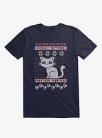 Meowy Catmas Cat Holiday Sweater Navy Blue T-Shirt