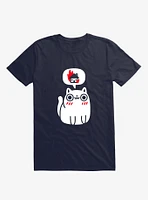 Dreaming Of Destruction Cat Navy Blue T-Shirt