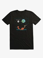 Think Fast Moon Earth Dinosaurs Black T-Shirt