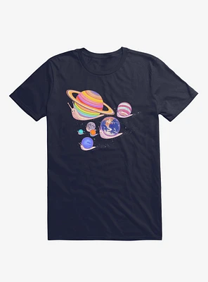 Universe Walk Snail Planets Navy Blue T-Shirt