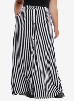 Black & White Stripe Maxi Skirt Plus