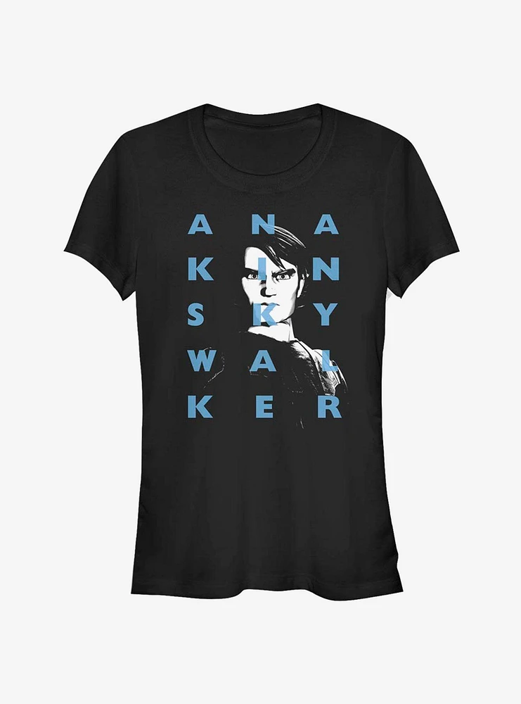 Star Wars The Clone Anakin Text Girls T-Shirt