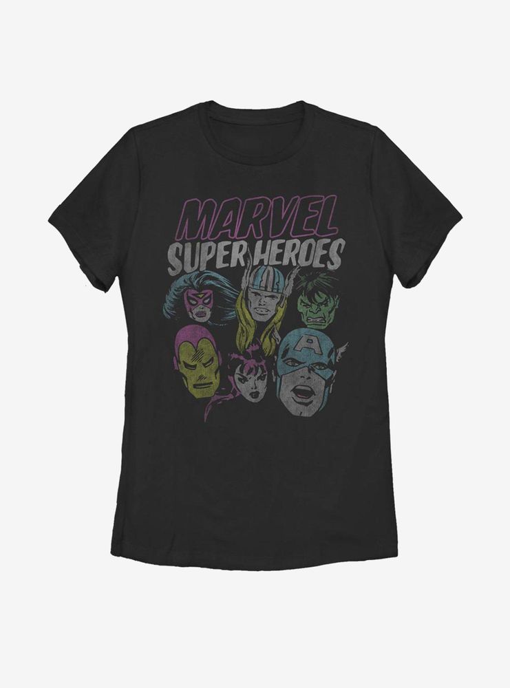 Marvel Avengers Super Heroes Distressed Womens T-Shirt