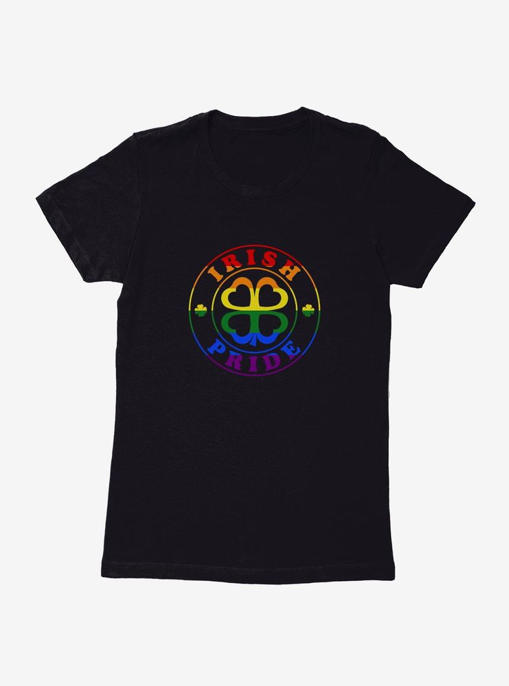Rainbow Shamrock Pride Womens T-Shirt