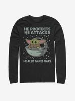 Star Wars The Mandalorian Child Protect Attack And Nap Long-Sleeve T-Shirt