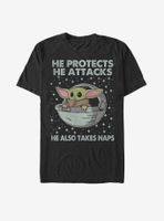Star Wars The Mandalorian Child Protect Attack And Nap T-Shirt