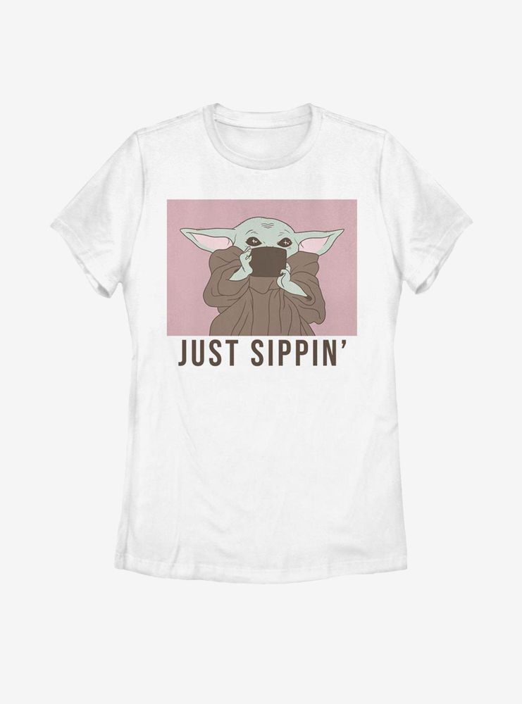 Star Wars The Mandalorian Child Just Sippin' Womens T-Shirt