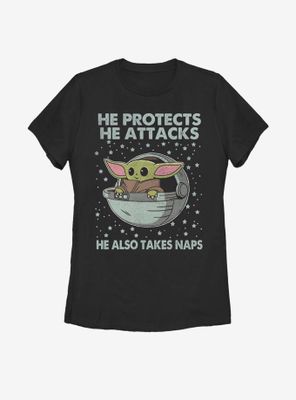 Star Wars The Mandalorian Child Protect Attack And Nap Womens T-Shirt