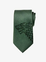 Game Of Thrones Stark Direwolf Green Tie