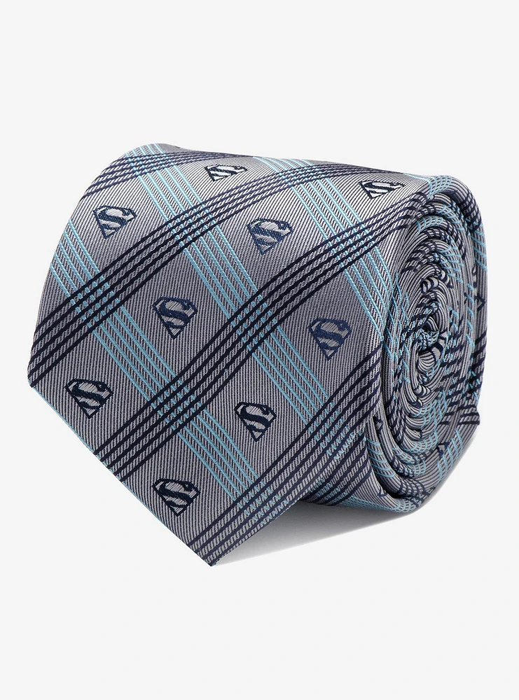 DC Comics Superman Gray Plaid Tie