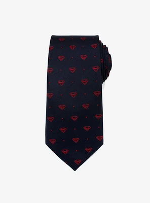 DC Comics Superman Shield Navy and Red Dot Tie