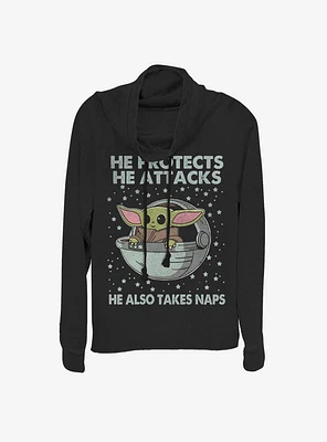 Star Wars The Mandalorian Child Naps Cowl Neck Long-Sleeve Girls Top