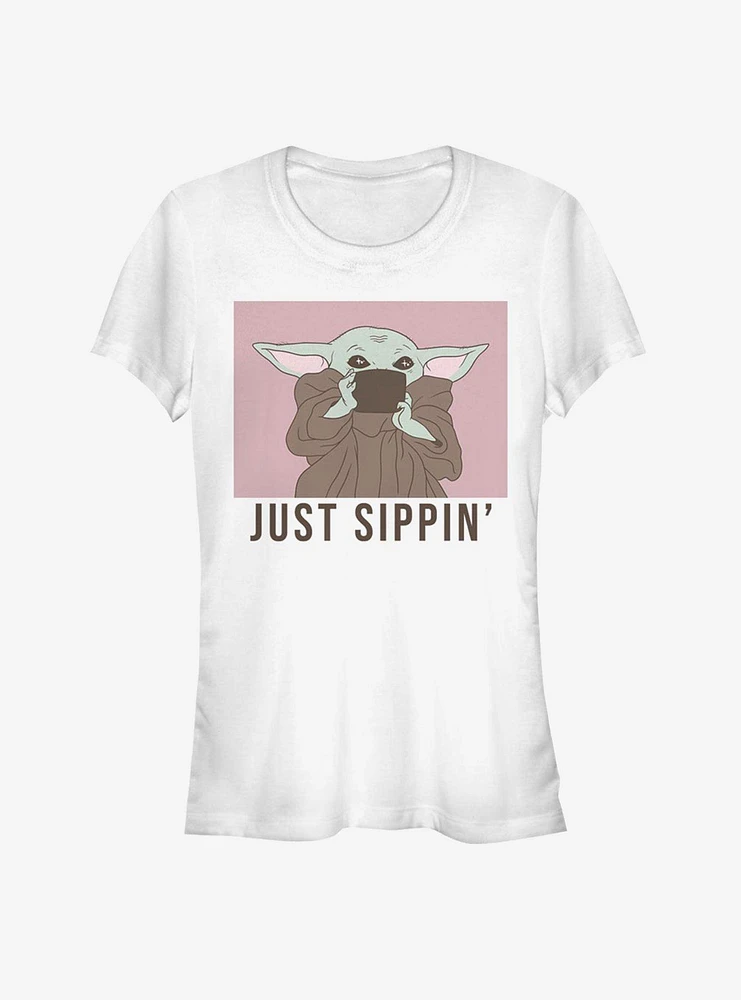 Star Wars The Mandalorian Child Just Sippin Girls T-Shirt