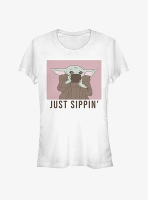 Star Wars The Mandalorian Child Just Sippin Girls T-Shirt