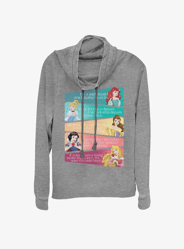 Disney Princess Classic Adjectives Cowlneck Long-Sleeve Girls Top