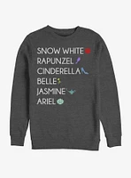 Disney Princess Classic List Crew Sweatshirt