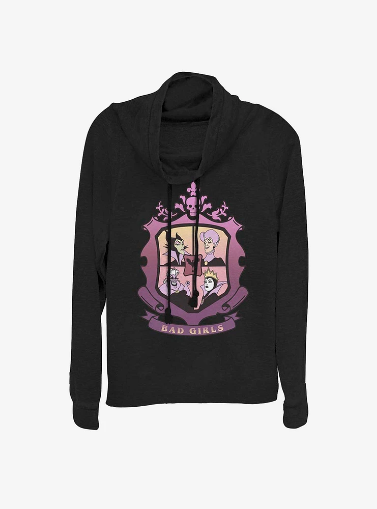 Disney Villains Classic Bad Girls Crest Cowlneck Long-Sleeve Top