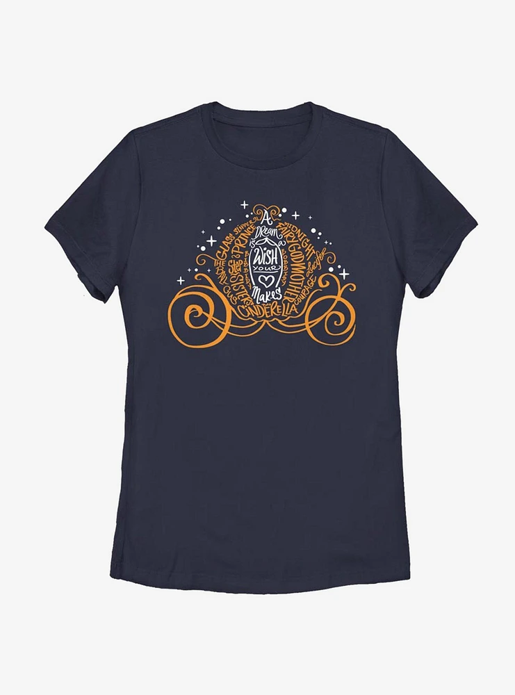 Disney Cinderella Pumpkin Script Womens T-Shirt