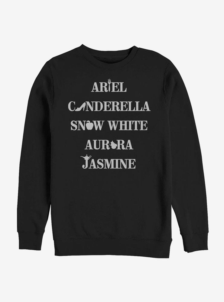 Disney Princesses Name Stack Icons Sweatshirt