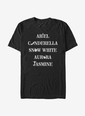 Disney Princesses Name Stack Icons T-Shirt