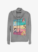 Disney Princesses Mottos And Quotes Cowl Neck Long-Sleeve Womens Top